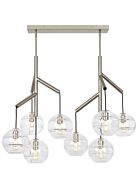 Tech Sedona 8 Light 2700K LED Contemporary Chandelier in Satin Nickel and Transparent Smoke