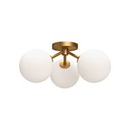 Cassia 3-Light Semi-Flush Mount in Aged Gold with Opal Glass