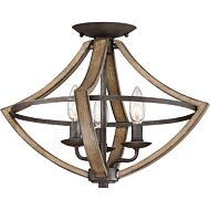 Quoizel Shire 3 Light 17 Inch Ceiling Light in Rustic Black