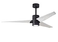 Super Janet 6-Speed DC 60" Ceiling Fan w/ Integrated Light Kit in Matte Black with Matte White blades