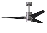 Super Janet 6-Speed DC 52" Ceiling Fan w/ Integrated Light Kit in Brushed Nickel with Matte Black blades