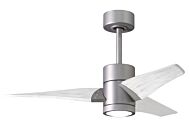 Super Janet 6-Speed DC 42" Ceiling Fan w/ Integrated Light Kit in Brushed Nickel with Matte White blades