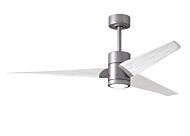 Super Janet 6-Speed DC 60" Ceiling Fan w/ Integrated Light Kit in Brushed Nickel with Matte White blades