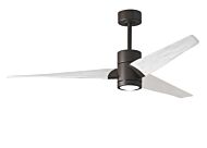 Super Janet 6-Speed DC 60" Ceiling Fan w/ Integrated Light Kit in Textured Bronze with Matte White blades