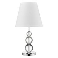 Palla 1-Light Crystal And Polished Chrome Accent Table Lamp With White Linen Shade
