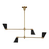 Signoret 4 Light Chandelier in Burnished Brass by Thomas O'Brien