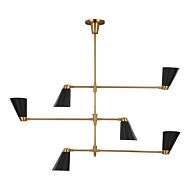 Signoret 6 Light Chandelier in Burnished Brass by Thomas O'Brien