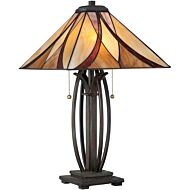 Quoizel Asheville 25 Inch Tiffany Table Lamp in Valiant Bronze