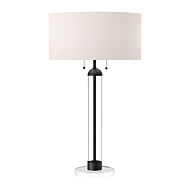 Sasha 2-Light Table Lamp in Matte Black with White Linin