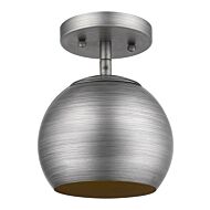 Latitude 1-Light Hand Painted Weathered Pewter Pendant With Gold Interior Shade (7")