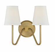 Trade Winds Lighting 2 Light Wall Sconce In Natural Brass