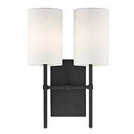 Crystorama Veronica 2 Light 17 Inch Wall Sconce in Black Forged