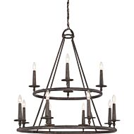Quoizel Voyager 12 Light 36 Inch Transitional Chandelier in Malaga