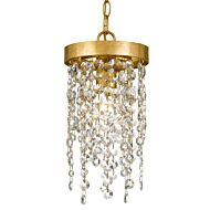Crystorama Windham 7 Inch Pendant Light in Antique Gold with Clear Hand Cut Crystals
