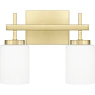 Wilburn 2-Light LED Bathroom Vanity Light in Satin Brass