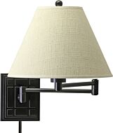 House of Troy Swing Arm Wall Lamp Oil Rubbed Bronze w/Linen Hardback Shade