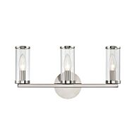 Alora Revolve 3 Light Bathroom Vanity Light in Polished Nickel And Clear Glass