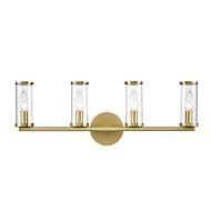 Alora Revolve 4 Light Bathroom Vanity Light tural Brass And Clear Glass