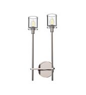 Alora Salita 2 Light Bathroom Wall Sconce in Polished Nickel And Clear Crystal
