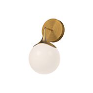 Nouveau 1-Light Bathroom Vanity Light in Aged Gold with Opal Glass