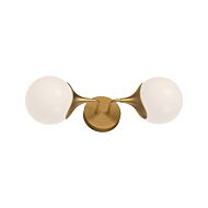 Nouveau 2-Light Bathroom Vanity Light in Aged Gold with Opal Glass