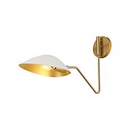 Oscar 1-Light Bathroom Vanity Light in Aged Gold with White