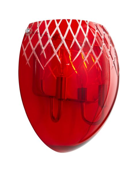Spheroid Red Etched Glass Wall Sconce