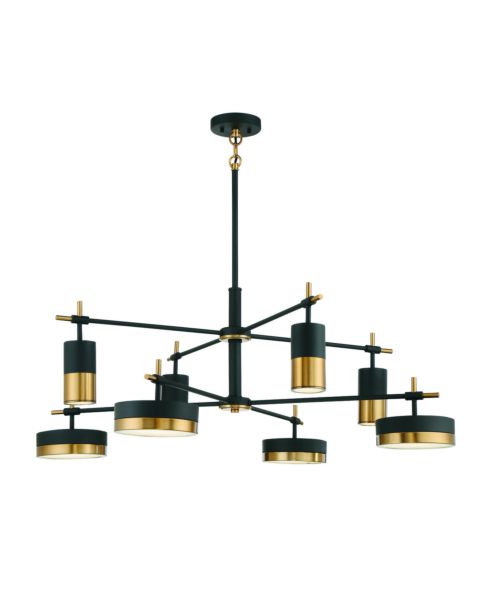 Savoy House Ashor 8 Light LED Chandelier in Matte Black with Warm Brass Accents