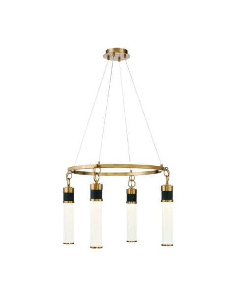 Savoy House Abel 4 Light LED Chandelier in Matte Black with Warm Brass Accents