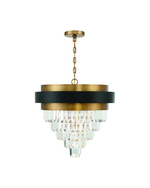 Savoy House Marquise 4 Light Chandelier in Matte Black with Warm Brass Accents
