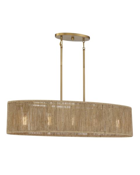 Savoy House Ashe 5 Light Oval Chandelier in Warm Brass and Rope