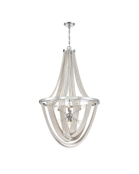 Savoy House Contessa 8 Light Chandelier in Polished Chrome with Wooden Beads