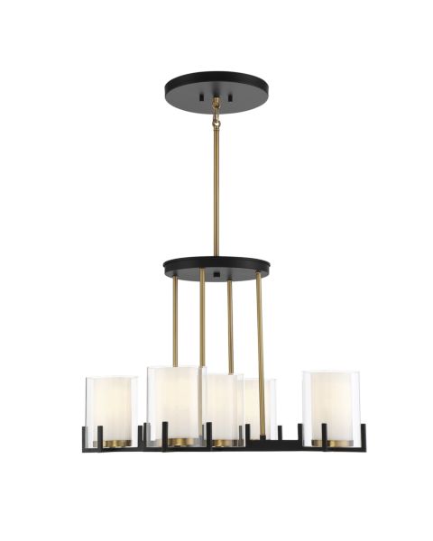 Savoy House Eaton 5 Light Chandelier in Matte Black with Warm Brass Accents