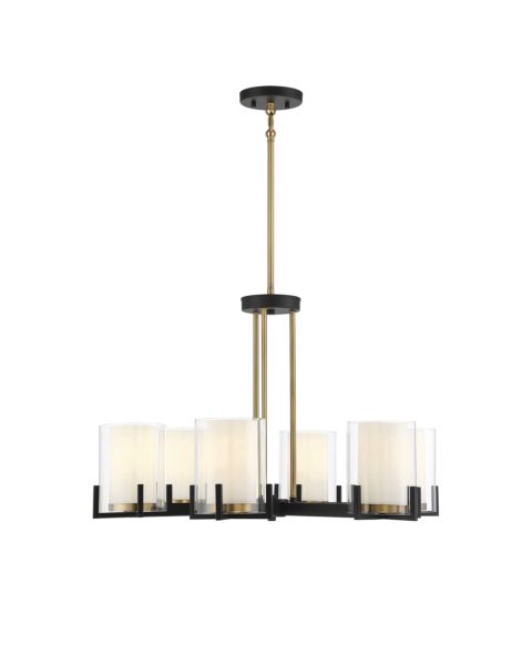 Savoy House Eaton 6 Light Chandelier in Matte Black with Warm Brass Accents