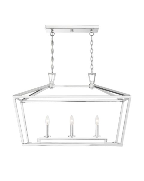 Savoy House Townsend 3 Light Linear Chandelier in Polished Nickel