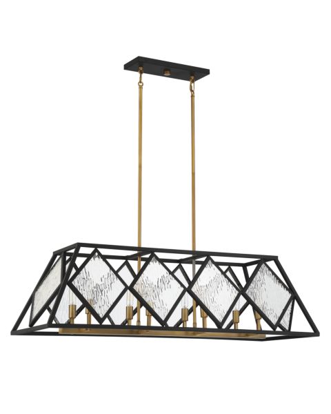 Savoy House Capella 8 Light Linear Chandelier in English Bronze and Warm Brass