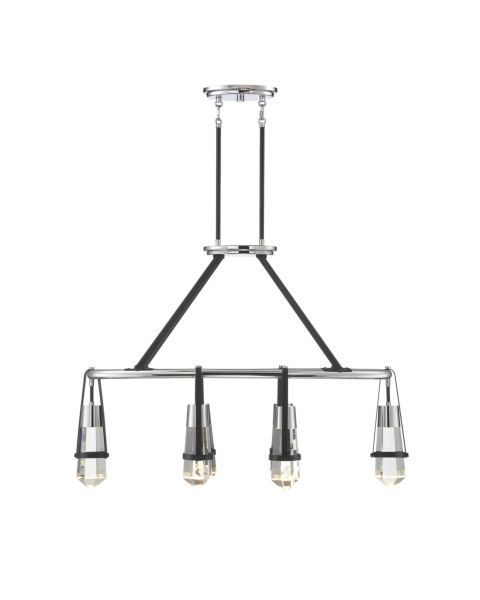 Savoy House Denali 6 Light LED Linear Chandelier in Matte Black with Polished Chrome Accents