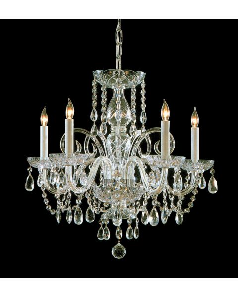 Crystorama Traditional Crystal 5 Light 21 Inch Traditional Chandelier in Polished Brass with Clear Swarovski Strass Crystals