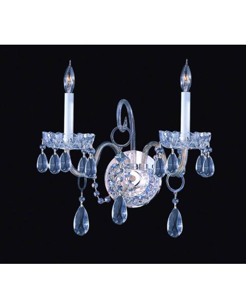 Crystorama Traditional Crystal 2 Light 12 Inch Wall Sconce in Polished Chrome with Clear Spectra Crystals