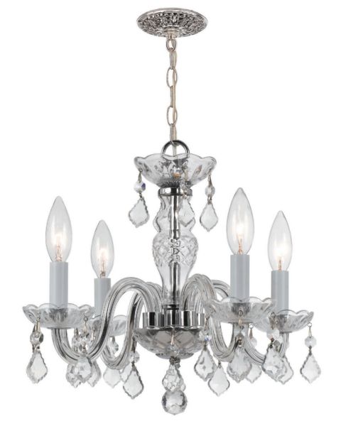 Crystorama Traditional Crystal 4 Light 12 Inch Mini Chandelier in Polished Chrome with Clear Swarovski Strass Crystals