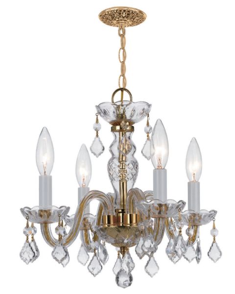 Crystorama Traditional Crystal 4 Light 12 Inch Mini Chandelier in Polished Brass with Clear Swarovski Strass Crystals