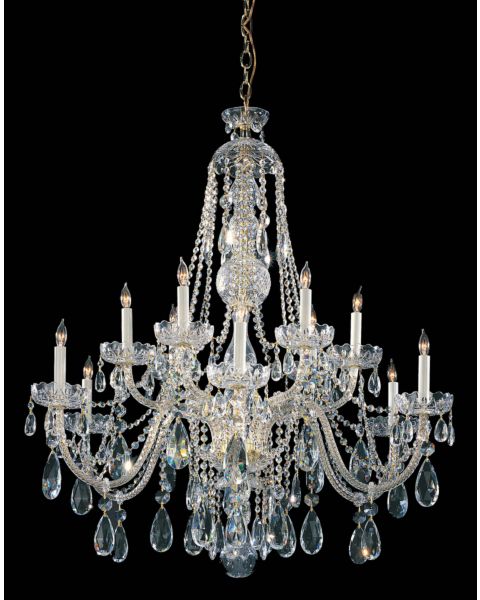 Crystorama Traditional Crystal 12 Light 48 Inch Traditional Chandelier in Polished Brass with Clear Spectra Crystals