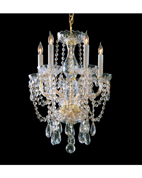 Crystorama Traditional Crystal 5 Light 20 Inch Mini Chandelier in Polished Brass with Clear Spectra Crystals
