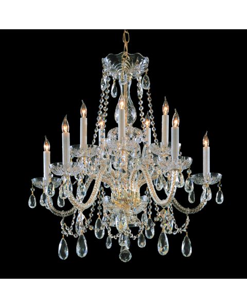 Crystorama Traditional Crystal 10 Light 26 Inch Traditional Chandelier in Polished Brass with Clear Spectra Crystals