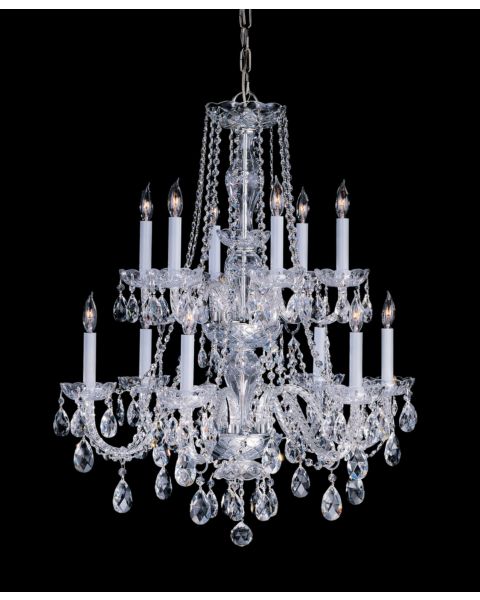 Crystorama Traditional Crystal 12 Light 32 Inch Traditional Chandelier in Polished Brass with Clear Swarovski Strass Crystals
