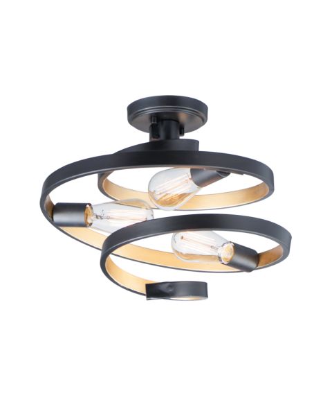 Maxim Twister 3 Light Ceiling Light in Black and Gold