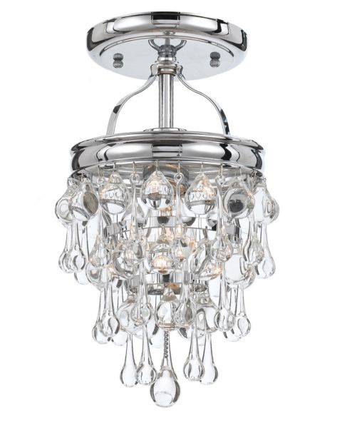 Crystorama Calypso 8 Inch Ceiling Light in Polished Chrome with Clear Glass Drops Crystals