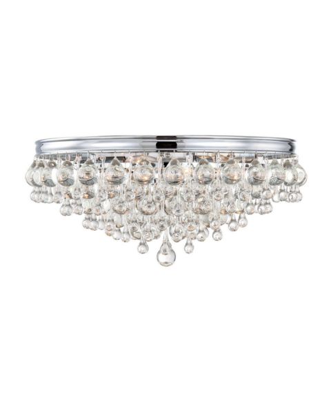Crystorama Calypso 6 Light 20 Inch Ceiling Light in Polished Chrome with Clear Glass Drops Crystals
