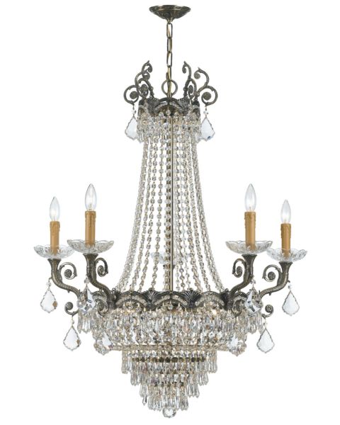 Crystorama Majestic 13 Light 38 Inch Traditional Chandelier in Historic Brass with Clear Hand Cut Crystals