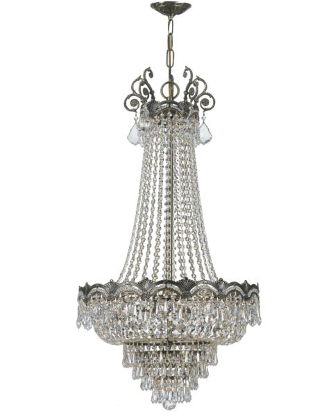 Crystorama Majestic 8 Light 38 Inch Traditional Chandelier in Historic Brass with Clear Hand Cut Crystals